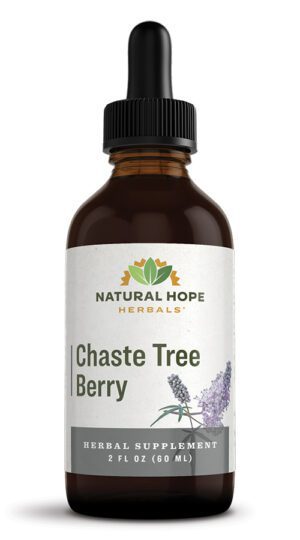 dropper bottle labeled natural hope herbals chaste tree berry tincture