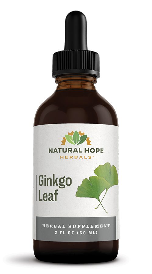 dropper bottle labeled natural hope herbals Ginko leaf herbal tincture