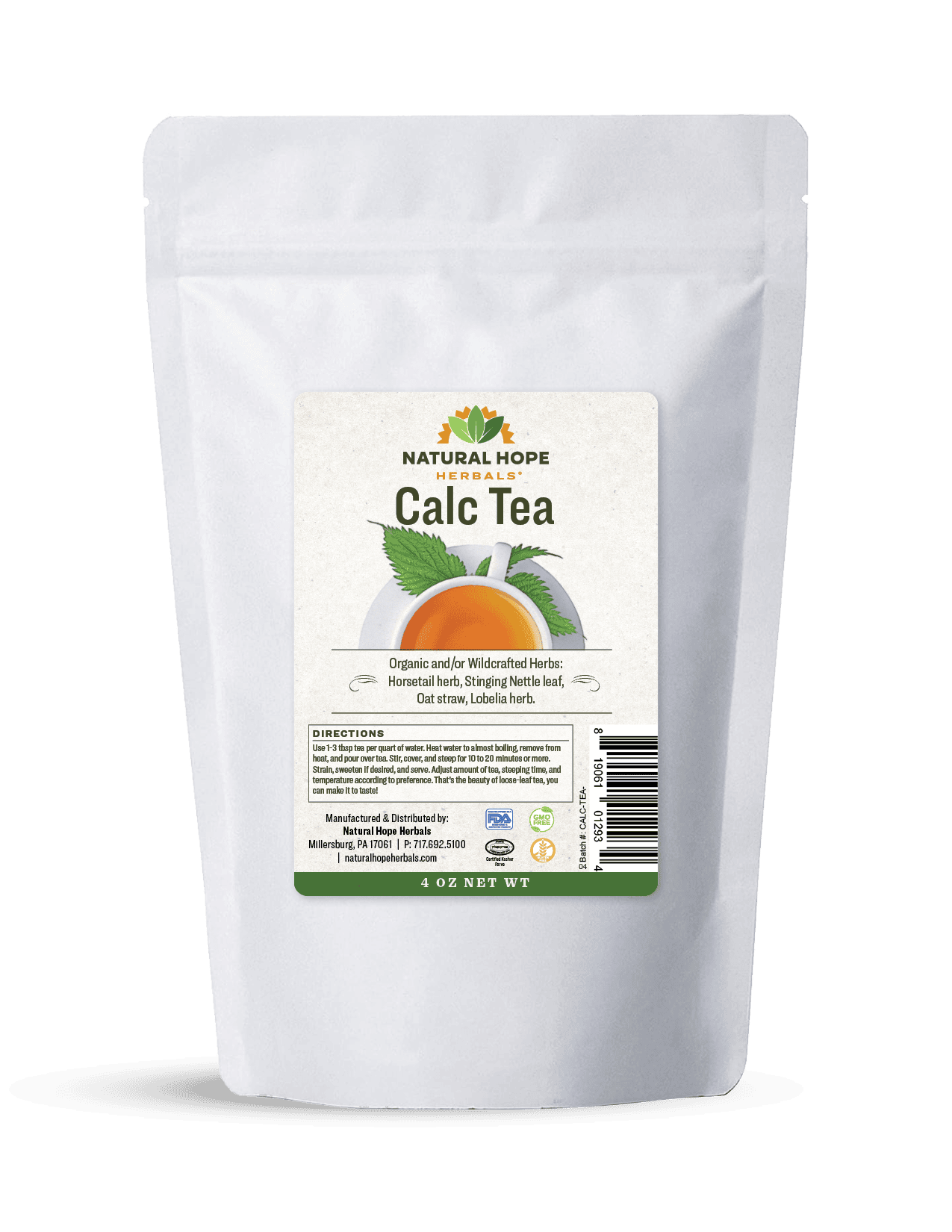 Bag of organic Calc Tea made by natural hope herbals
