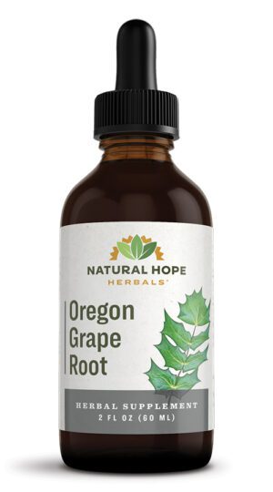 natural hope herbals Oregon grape root tincture in a dropper bottle