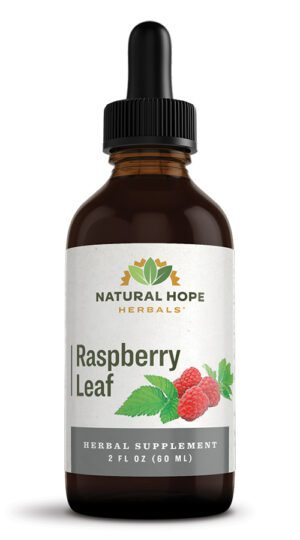 natural hope herbals raspberry leaf tincture in a dropper bottle