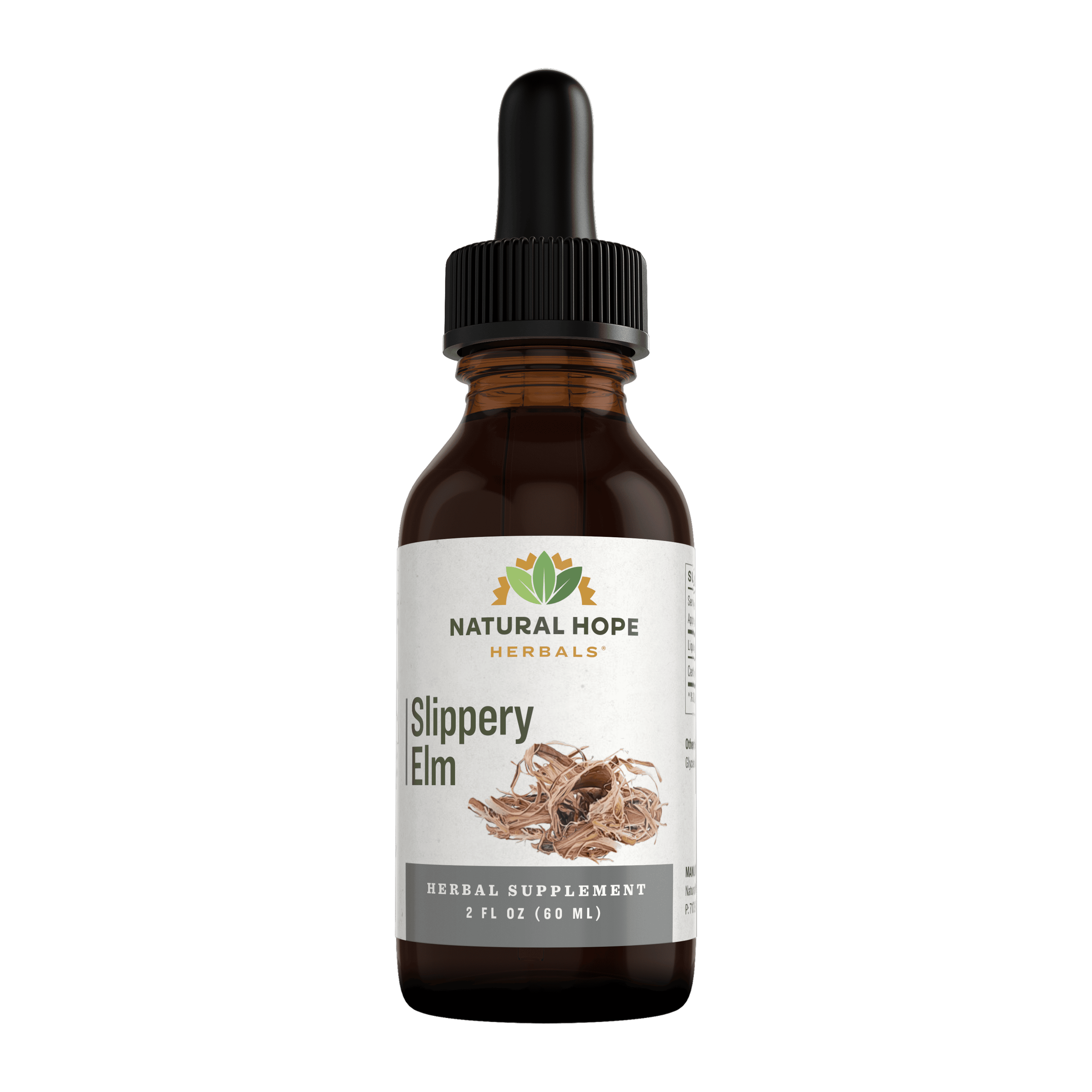 A bottle of Natural Hope herbal's slippery elm is for supporting a healthy digestive tract